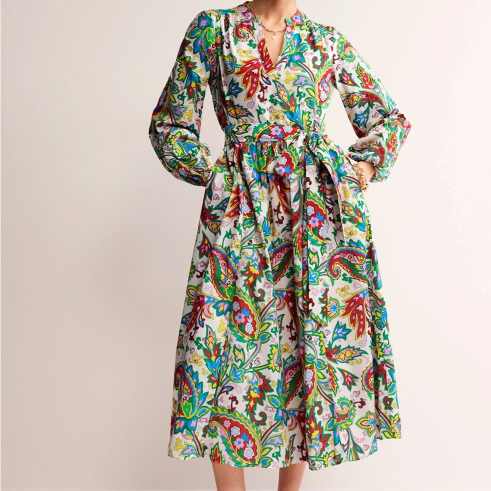 Boden Multicolor Belted Paisley Maxi Dress